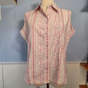 Vintage Generation West by Wrangler Medium Pink Paisley Button Up Sleeveless Top